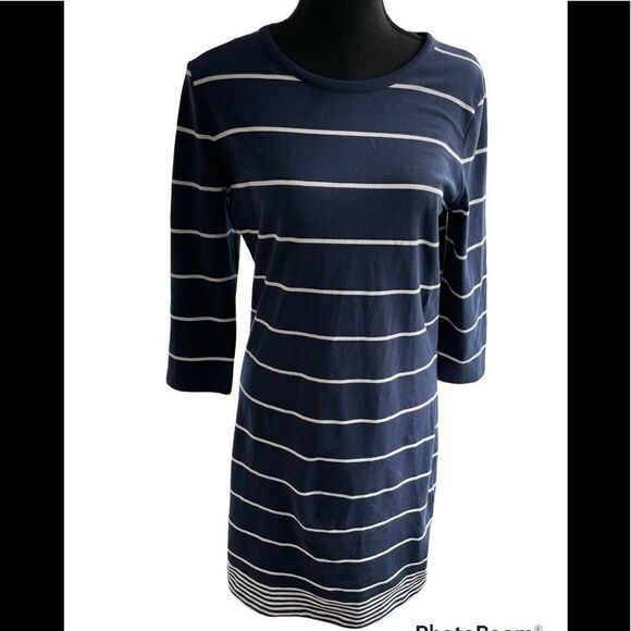 NEW with tags Nautica blue/ white stripe tee shirt style jersey knit dress, sz M - Picture 1 of 4